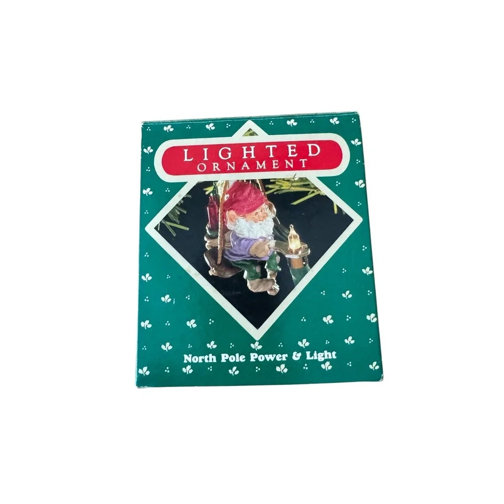 Two‎ Hallmark Vintage Ornaments Bear-A-Tone &  North Pole Power Light 1980s